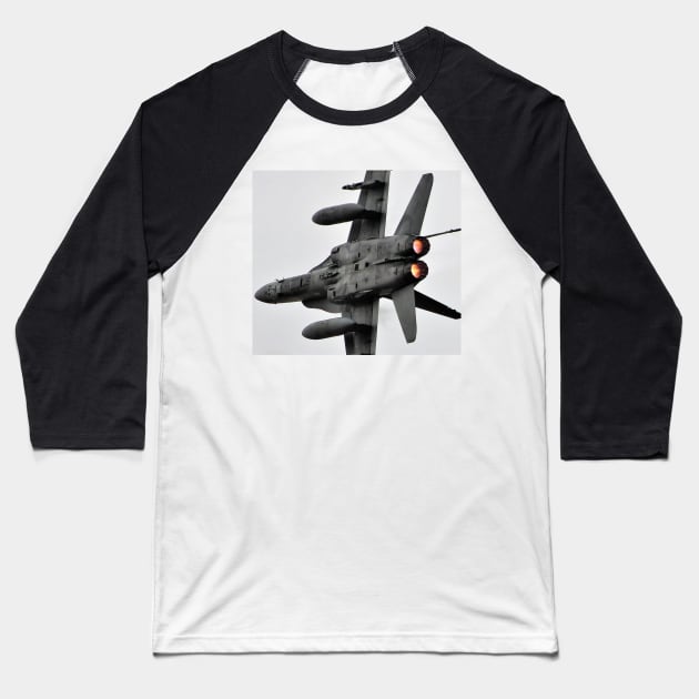 F/A-18 Hornet in afterburner turn Baseball T-Shirt by acefox1